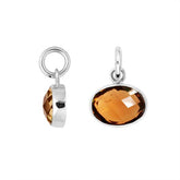 Oval Sterling Silver pendant with faceted Citrine Quartz stone